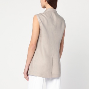 Tagliatore Beige double-breasted linen vest - Img 2