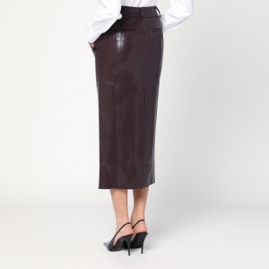 THE ANDAMANE Bordeaux faux leather midi skirt - Img 2