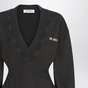 The Attico Washed-effect black mini dress with logo - Img 2