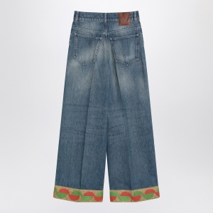Valentino Blue washed jeans with jacquard bottoms - Img 2