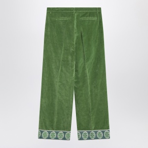 Valentino Green velvet trousers with jacquard hem - Img 2
