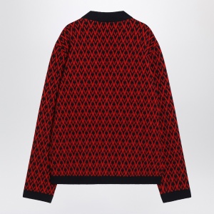 Valentino Jacquard patterned cardigan Toute la V red/navy blue - Img 2