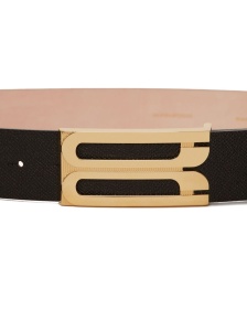 Victoria Beckham Jumbo Frame Belt In Black Grained Leather - Img 3