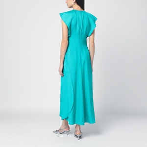 Victoria Beckham Peacock colour midi dress with hooded sleeves - Img 2