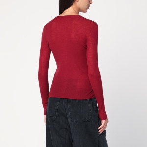 6397 Bordeaux semi-sheer knit cardigan - Img 2