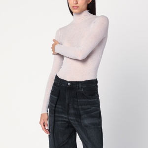 6397 Ivory semi-sheer turtleneck