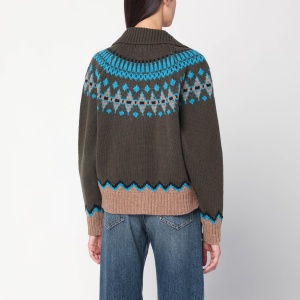 Alanui Olive green Fair Isle patterned cardigan - Img 2