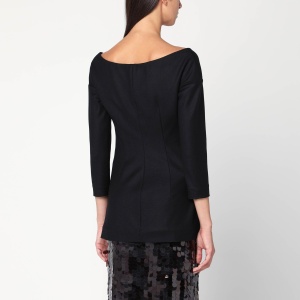 Alberta Ferretti Black wool V-neck jacket - Img 2