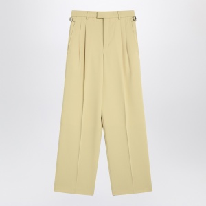 Ami Paris Wide lime-coloured wool trousers