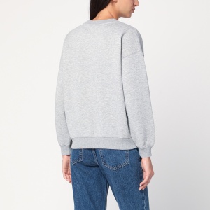 ANINE BING Grey crewneck sweatshirt with logo - Img 2