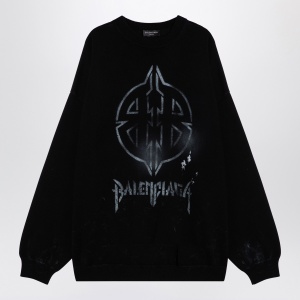 Balenciaga Black cotton blend jumper with print