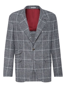 Brunello Cucinelli Alpaca and wool overcheck Prince of Wales deconstructed Cavallo blazer