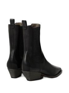 Brunello Cucinelli Classic Leather Chelsea Boot with Precious Block Heels - Img 4