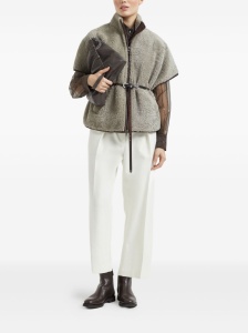 Brunello Cucinelli Curly Shearling Short Sleeve Outerwear with Shiny Zipper Pull - Img 3