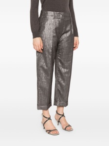 Brunello Cucinelli Pleat-detail metallic trousers - Img 4