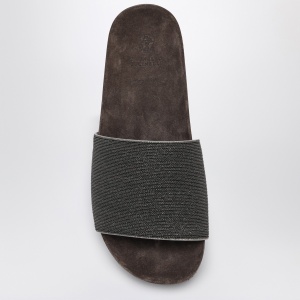 Brunello Cucinelli Precious Taupe Slides in Suede - Img 2