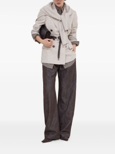 Brunello Cucinelli Virgin wool and cashmere twill flannel blazer with monili - Img 2