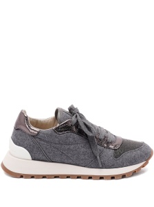 Brunello Cucinelli Virgin wool flannel and lamé calfskin runners