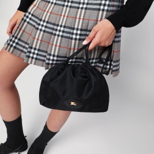 Burberry Reversible pouch in black nylon with Check pattern - Img 2