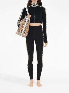 Burberry Stretch jersey leggings with Check finishes - Img 4