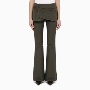 Courreges Courrèges Military green cotton mini skirt trousers