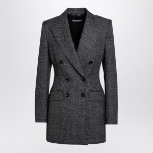 Dolce & Gabbana Dolce&Gabbana Anthracite grey tweed double-breasted jacket