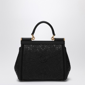 Dolce & Gabbana Dolce&Gabbana Black embroidered handbag Sicily medium - Img 2