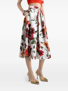 Dolce & Gabbana Flower-print pleated poplin skirt - Img 3