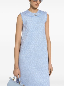 Dolce & Gabbana Sleeveless raschel tweed dress with DG logo - Img 3