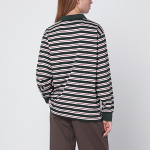 Dunst Dark green striped cotton polo shirt - Img 2