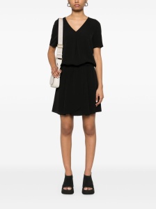 Emporio Armani Short dress with gathered waist and belt in flowing crepe - Img 4