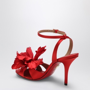 Ferragamo Red satin sandals with flower - Img 2