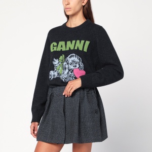 GANNI Dark grey Puppy wool-blend sweater