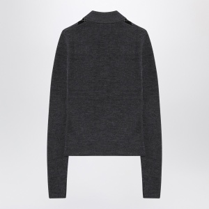 GANNI Grey polo with wool diamonds - Img 2