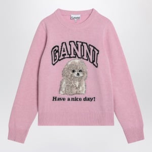 GANNI Pink sweater with poodle