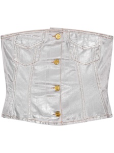 Ganni Silver Foil Denim Corsage
