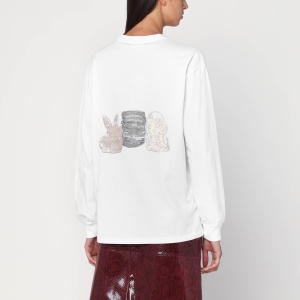 GANNI White sweater with logo print - Img 2