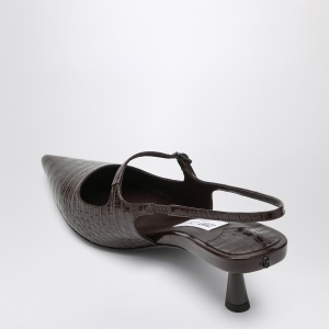 Jimmy Choo Didi 45 brown crocodile effect neckline - Img 2