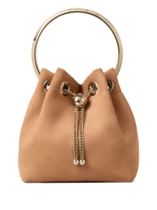 Jimmy Choo Toffee Suede Bag With Pearl Closure