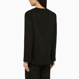 LouLou De Saison Black double-breasted jacket in cotton and linen - Img 2