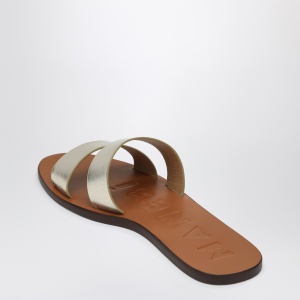 Manebí Platinum colored strap sandals in leather - Img 2