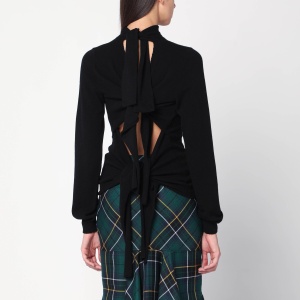 Moschino Black turtleneck sweater with crossed details - Img 2