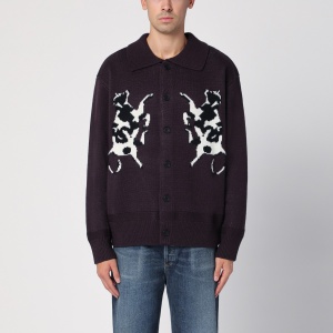 New Amsterdam Surf Association Plum polo cardigan with inlay