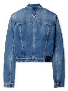 Off White Crop Denim Jacket With Belt - Img 3