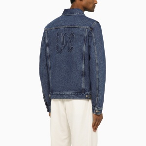 Palm Angels Blue denim jacket with Monogram - Img 2