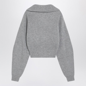 Sportmax Grey zip-up cardigan in wool and cashmere - Img 2