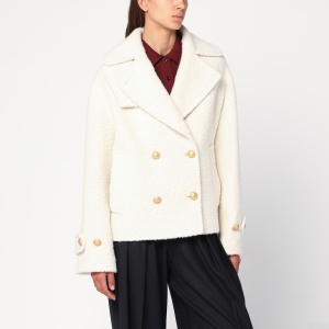 Tagliatore Short cream alpaca-blend coat