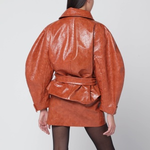 THE ANDAMANE Tan leather-effect belted jacket - Img 2