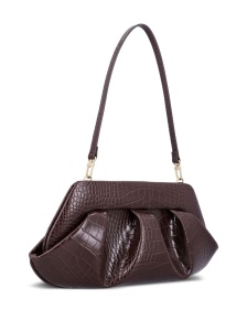 Themoire' Emera croco-embossed pleated clutch - Img 3