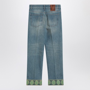 Valentino Faded blue jeans with jacquard background - Img 2